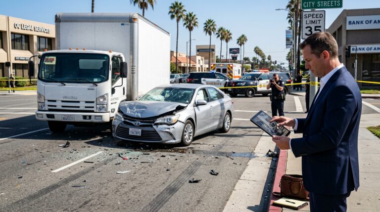 Medium-duty truck accident claim involving a box truck in Orange County
