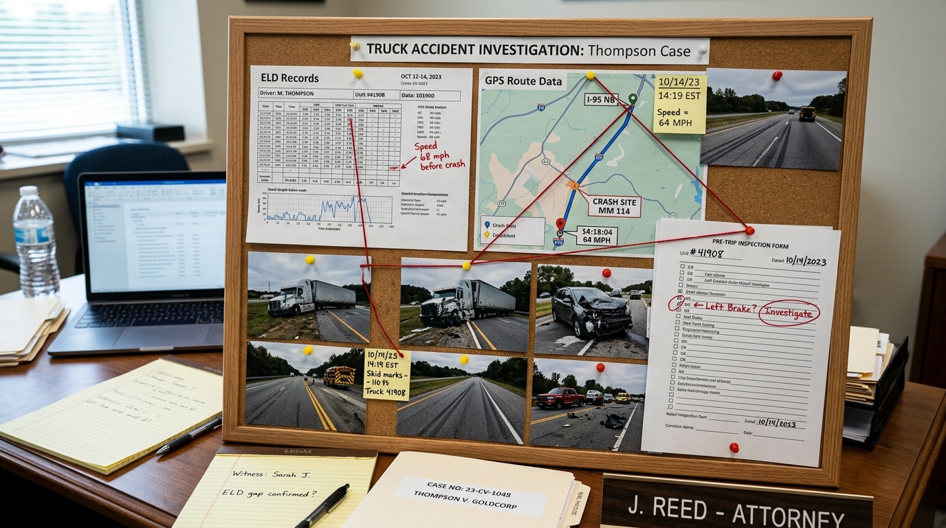 Truck accident records used in a crash causation investigation