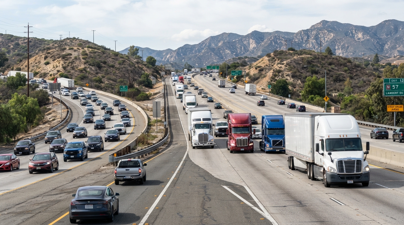 SR-57 truck accidents and steep freeway grades in Orange County